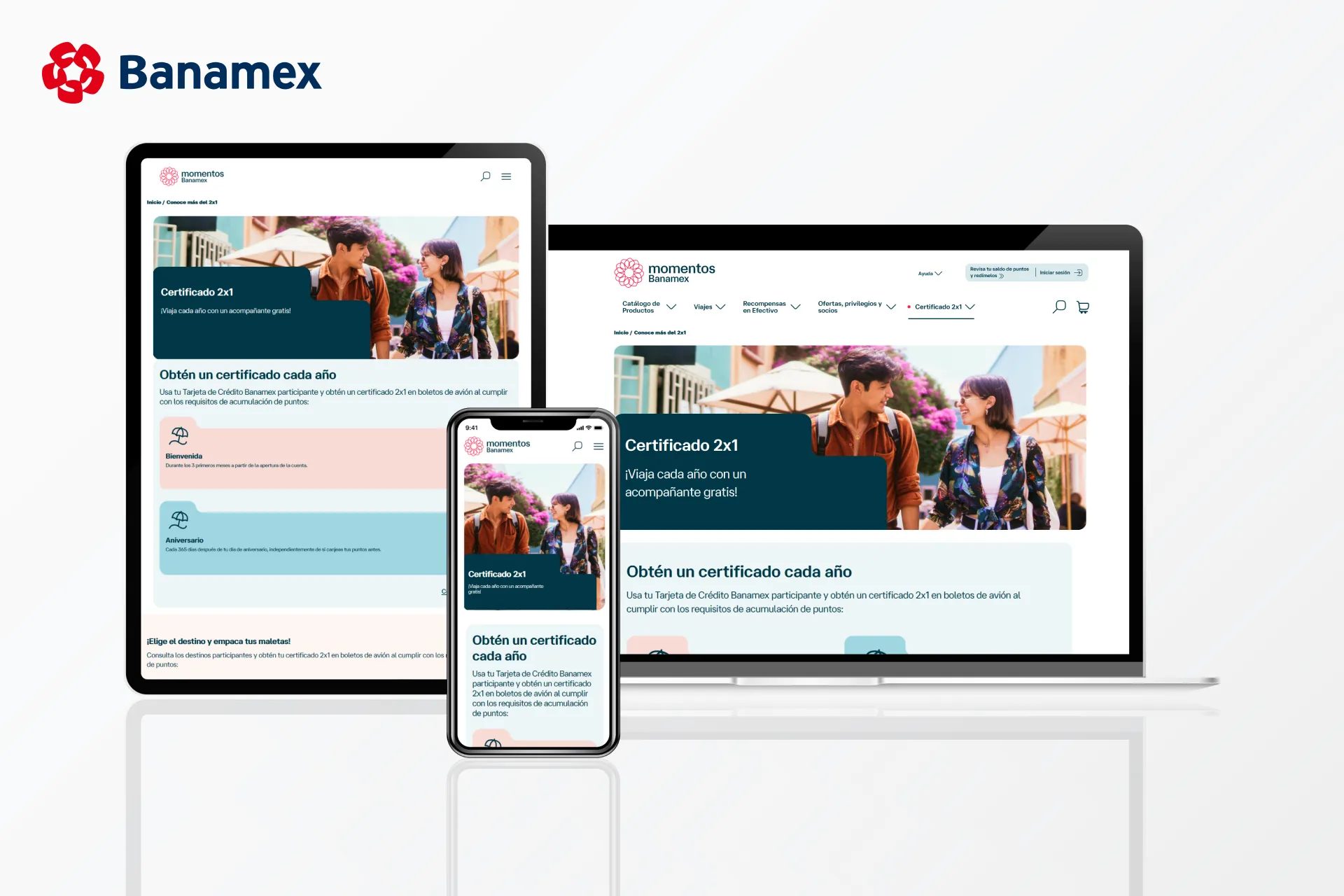 Imagen muestra sitio web Banamex rewards Certificados 2x1