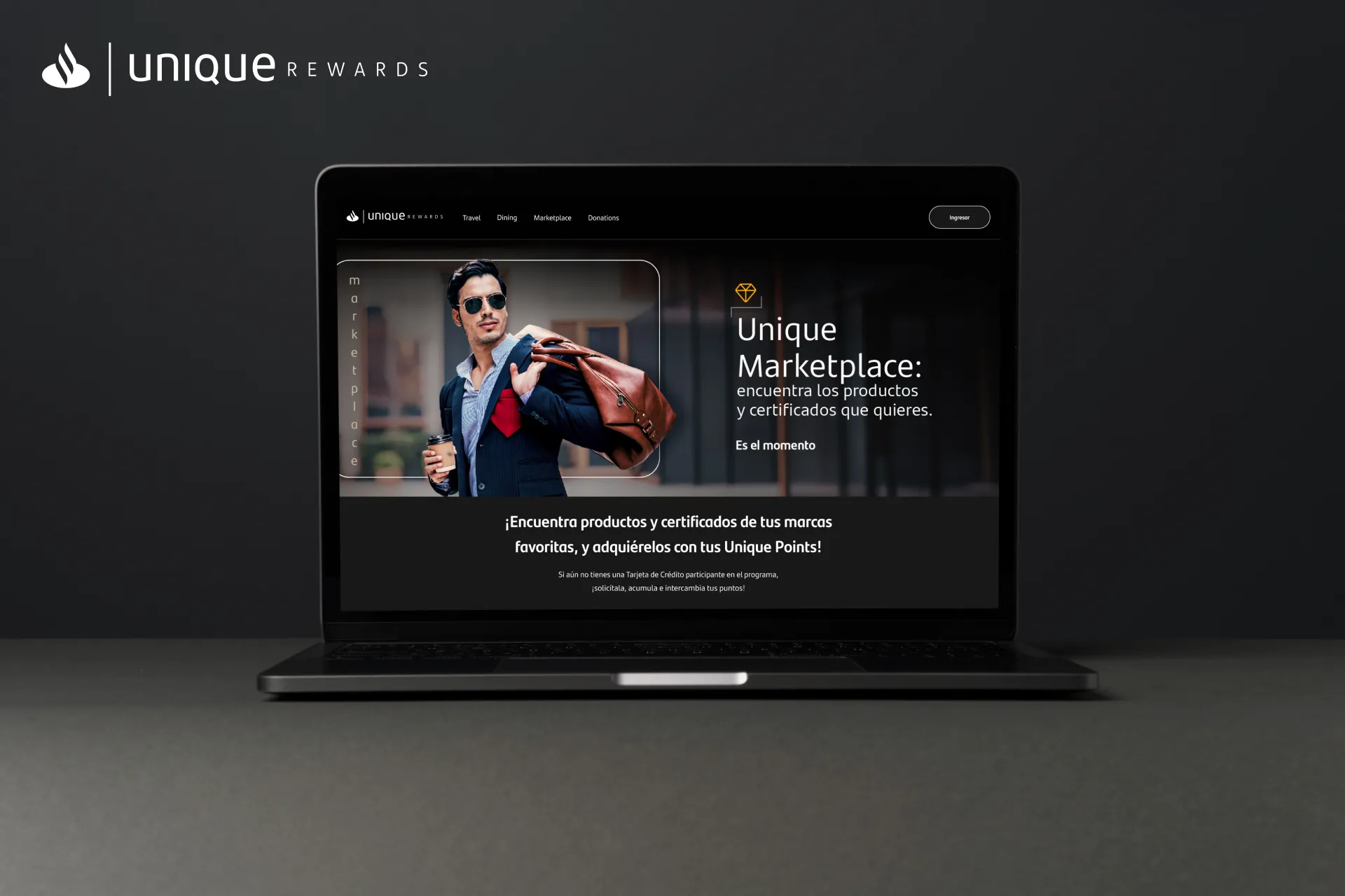 Imagen muestra de sitio web Santander Unique Rewards